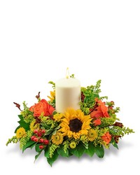 Seasonal Saffron Centerpiece from Schultz Florists, flower delivery in Chicago