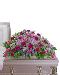 Gracefully Majestic Casket Spray from Schultz Florists, flower delivery in Chicago