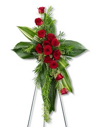 Abiding Love Cross from Schultz Florists, flower delivery in Chicago